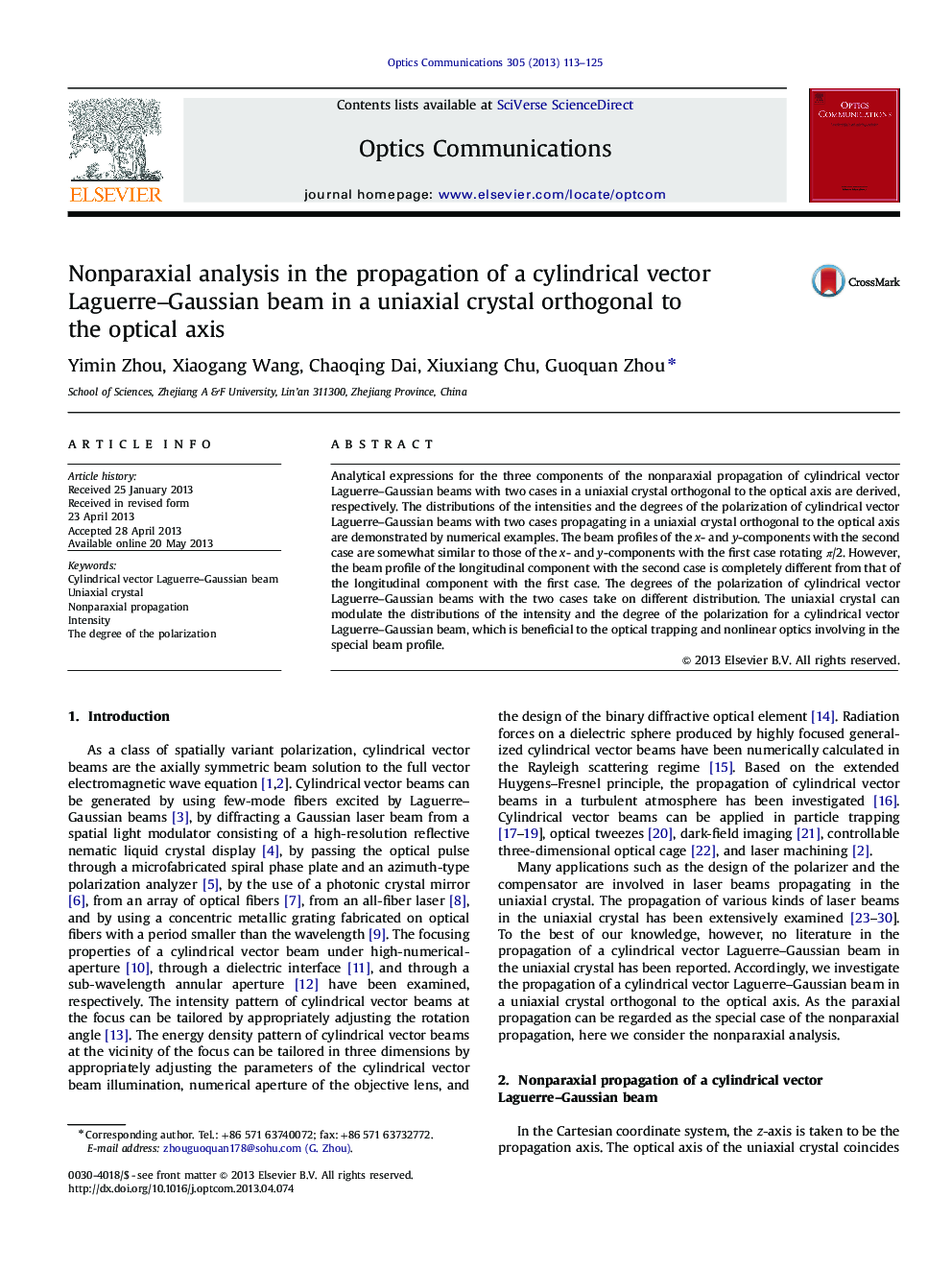 Nonparaxial analysis in the propagation of a cylindrical vector Laguerre–Gaussian beam in a uniaxial crystal orthogonal to the optical axis