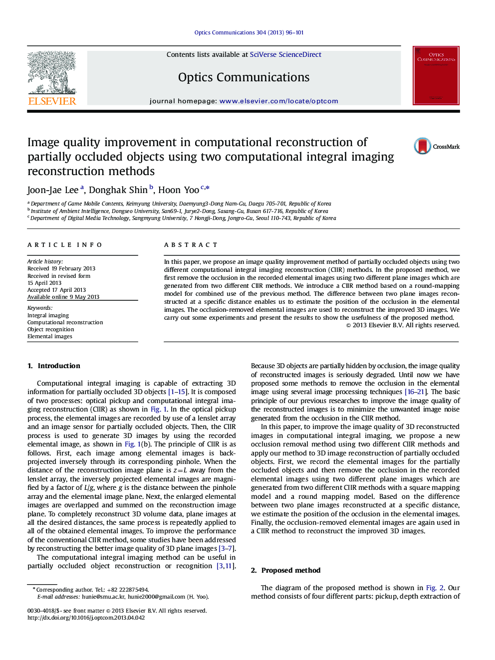 Image quality improvement in computational reconstruction of partially occluded objects using two computational integral imaging reconstruction methods