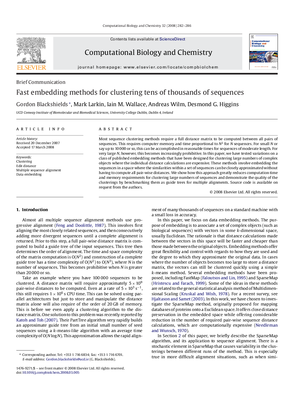 Fast embedding methods for clustering tens of thousands of sequences