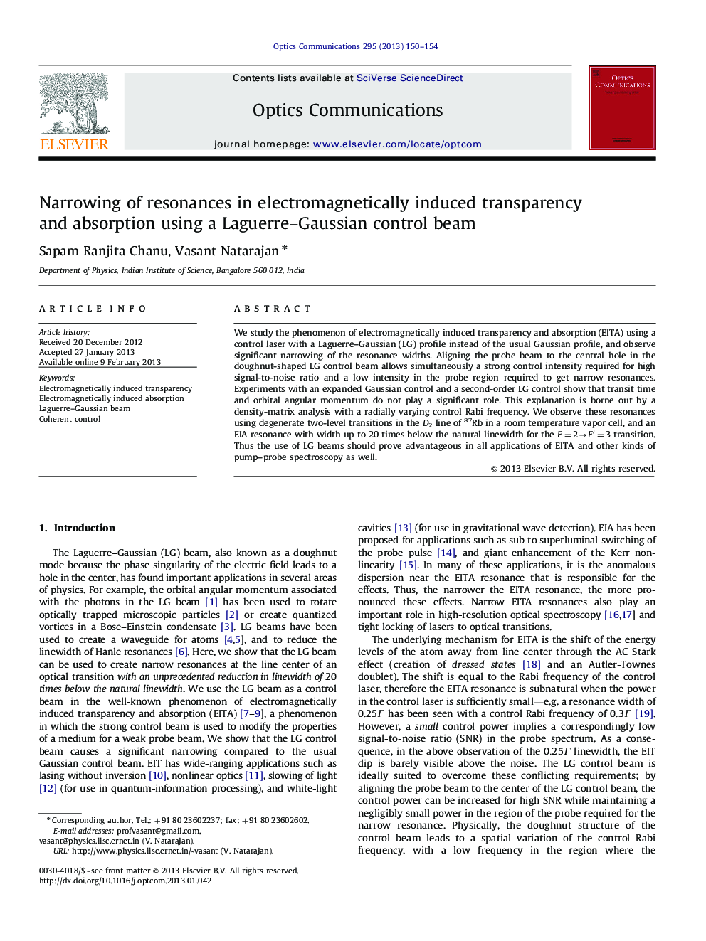 Narrowing of resonances in electromagnetically induced transparency and absorption using a Laguerre–Gaussian control beam