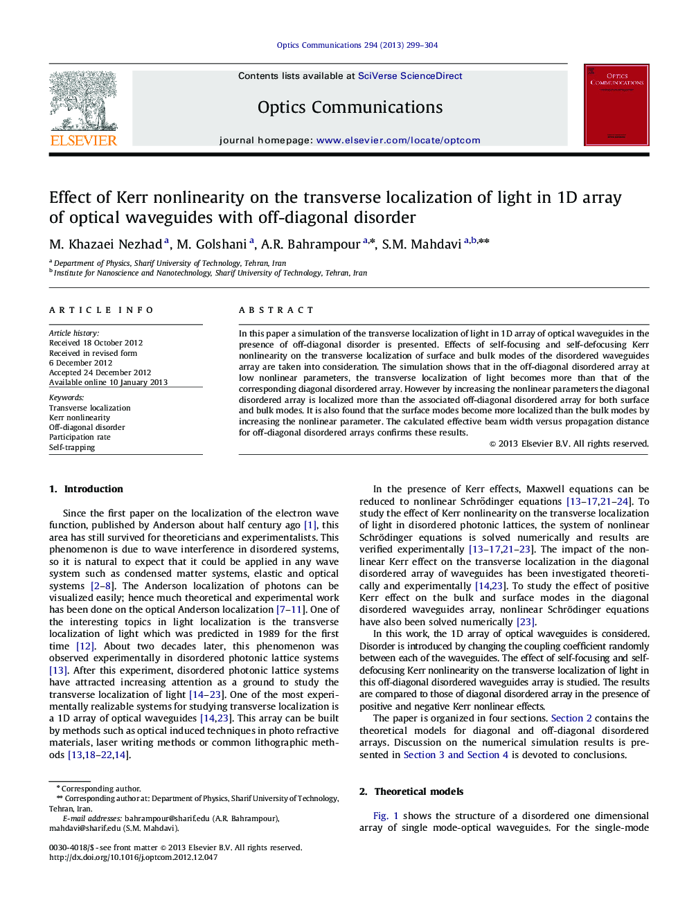 Effect of Kerr nonlinearity on the transverse localization of light in 1D array of optical waveguides with off-diagonal disorder