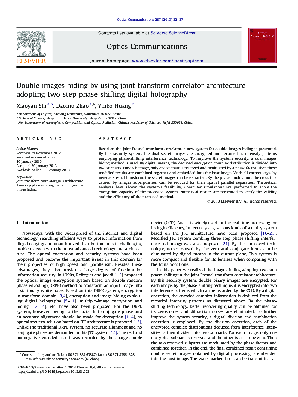 Double images hiding by using joint transform correlator architecture adopting two-step phase-shifting digital holography