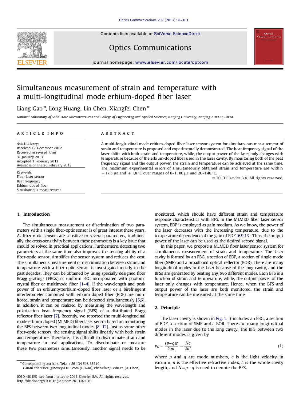 Simultaneous measurement of strain and temperature with a multi-longitudinal mode erbium-doped fiber laser