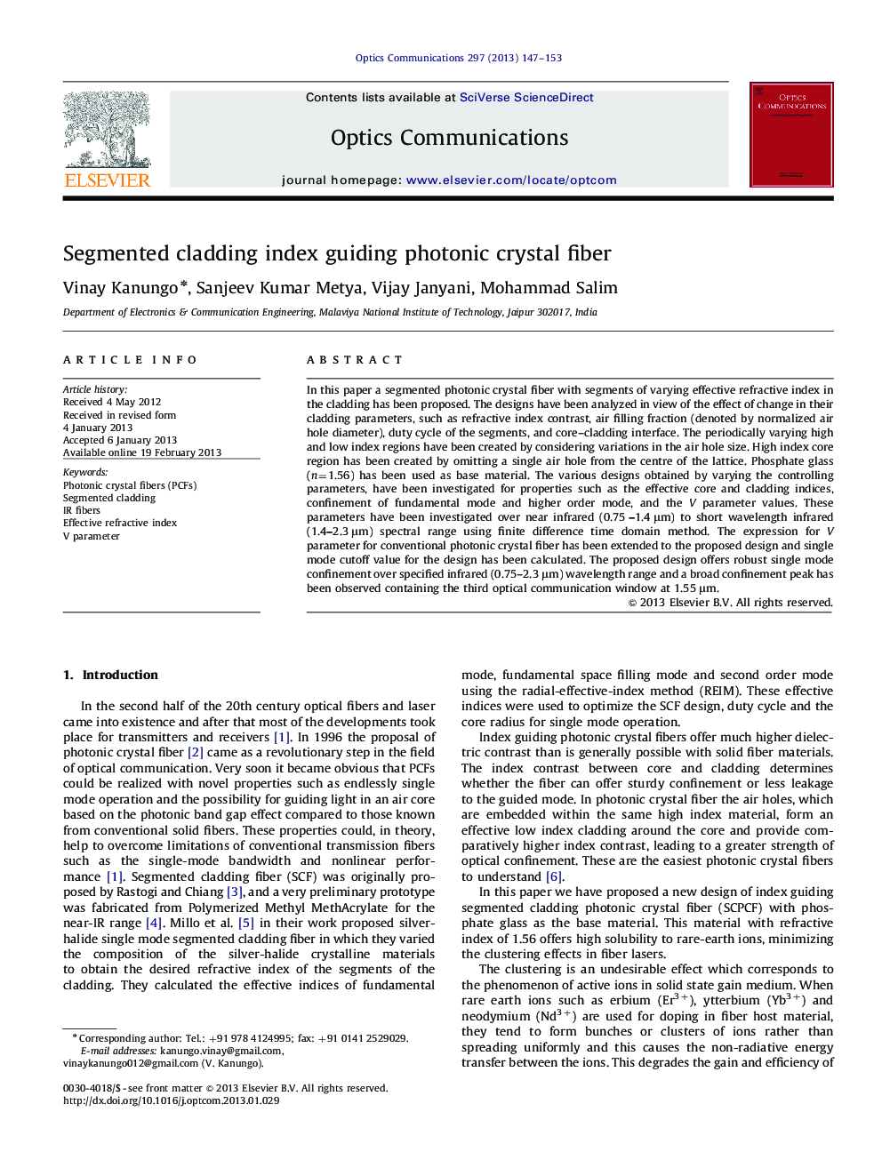 Segmented cladding index guiding photonic crystal fiber