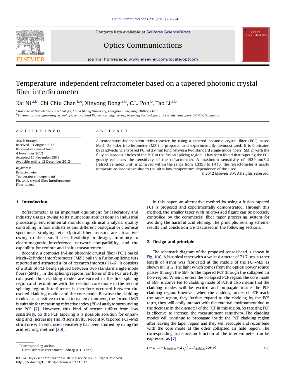 Temperature-independent refractometer based on a tapered photonic crystal fiber interferometer