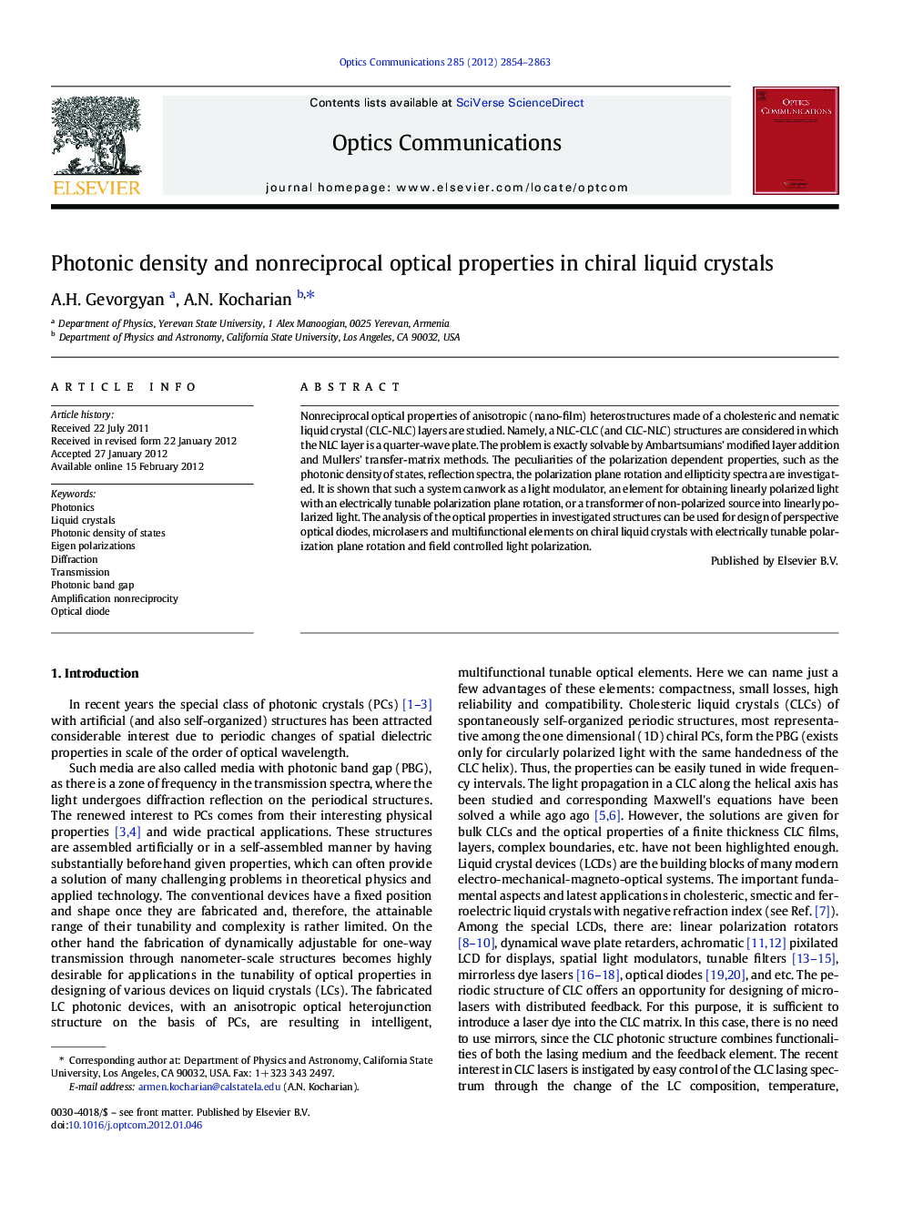 Photonic density and nonreciprocal optical properties in chiral liquid crystals