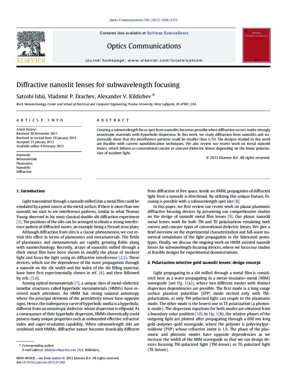 Diffractive nanoslit lenses for subwavelength focusing