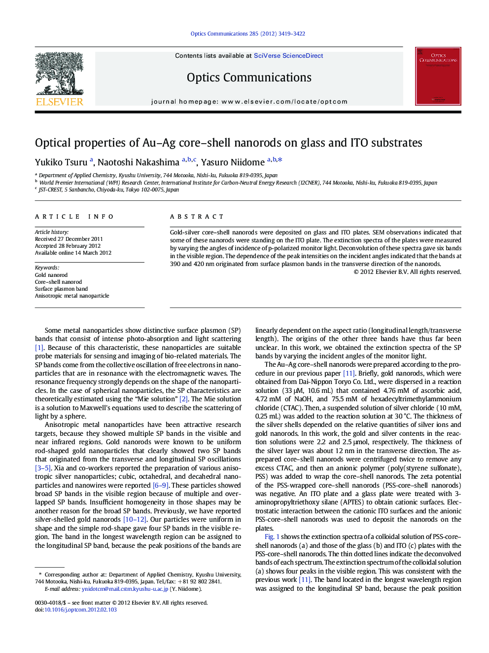 Optical properties of Au–Ag core–shell nanorods on glass and ITO substrates