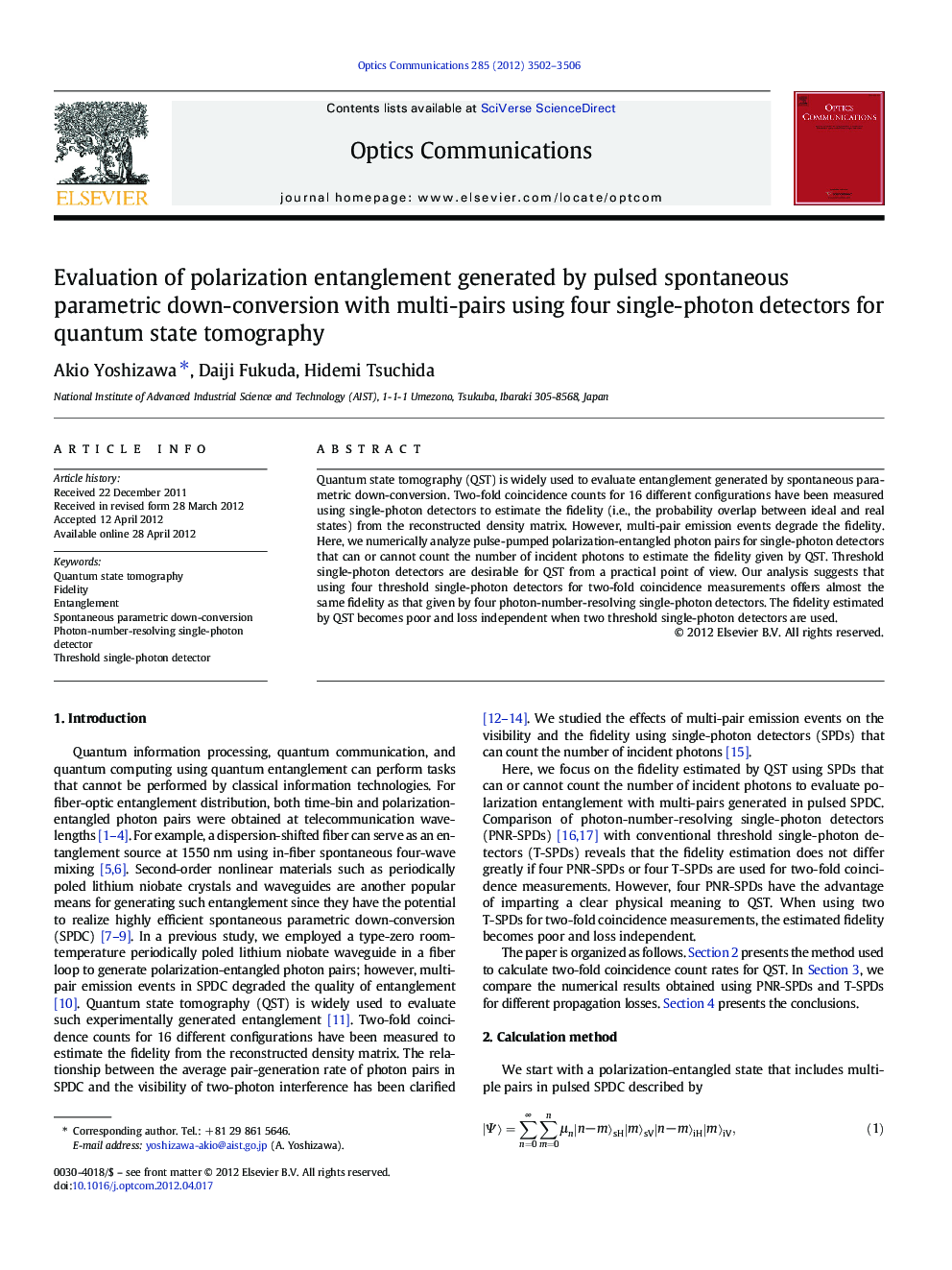 Evaluation of polarization entanglement generated by pulsed spontaneous parametric down-conversion with multi-pairs using four single-photon detectors for quantum state tomography