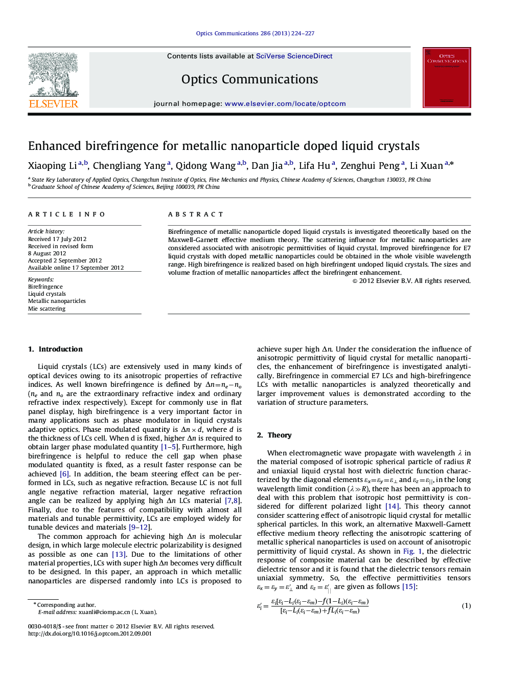 Enhanced birefringence for metallic nanoparticle doped liquid crystals