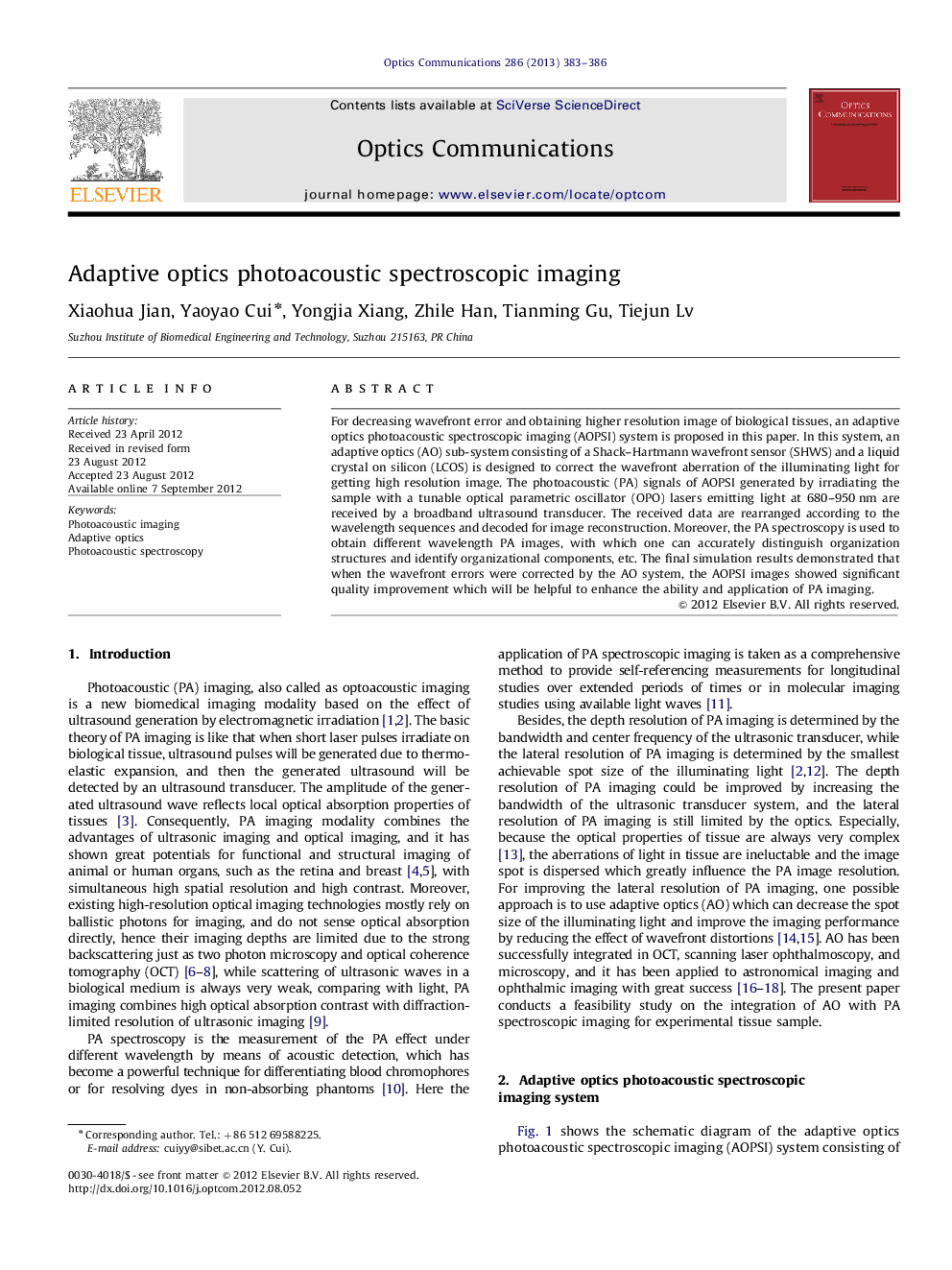 Adaptive optics photoacoustic spectroscopic imaging