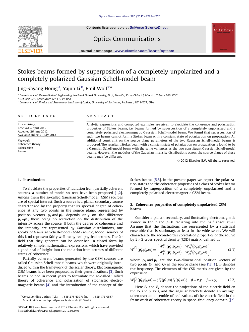 Stokes beams formed by superposition of a completely unpolarized and a completely polarized Gaussian Schell-model beam