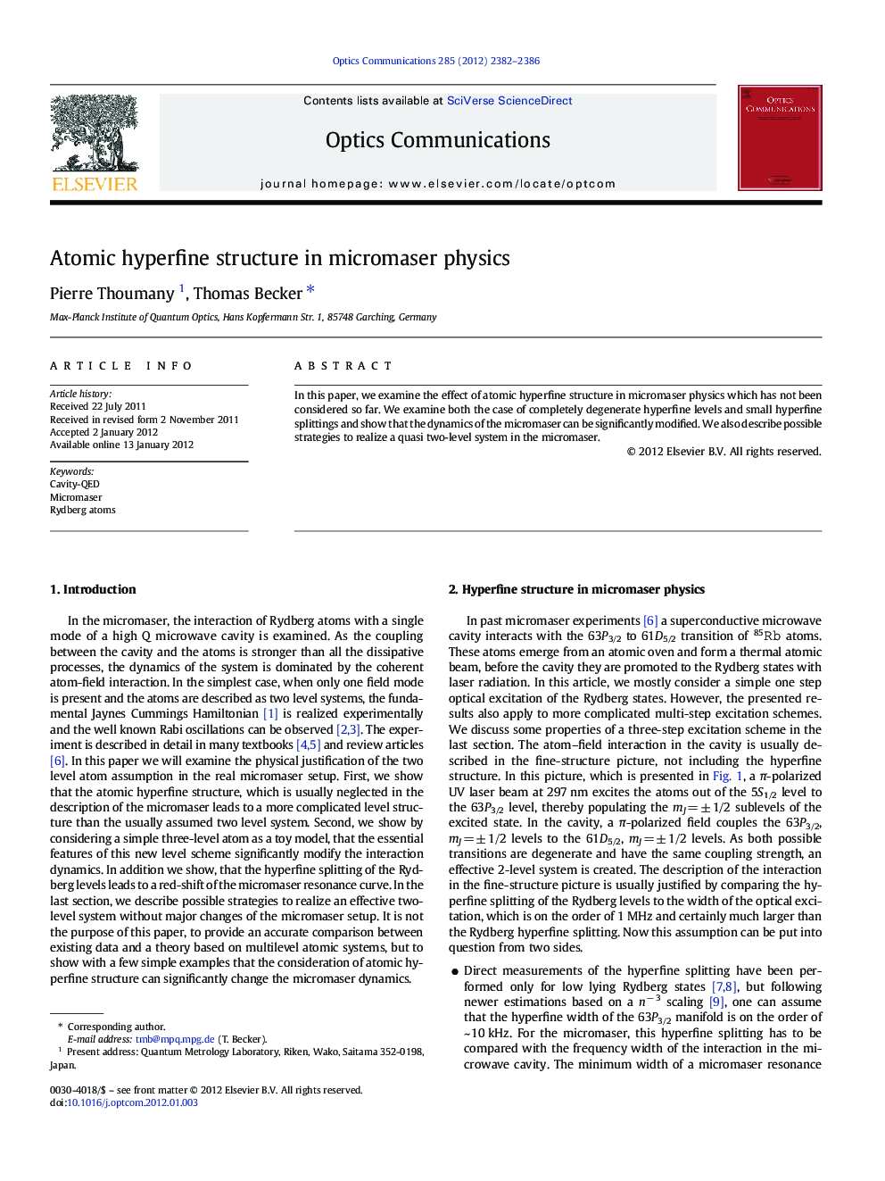 Atomic hyperfine structure in micromaser physics