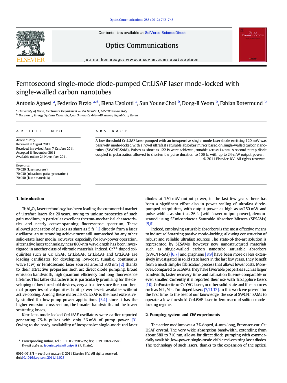 Femtosecond single-mode diode-pumped Cr:LiSAF laser mode-locked with single-walled carbon nanotubes