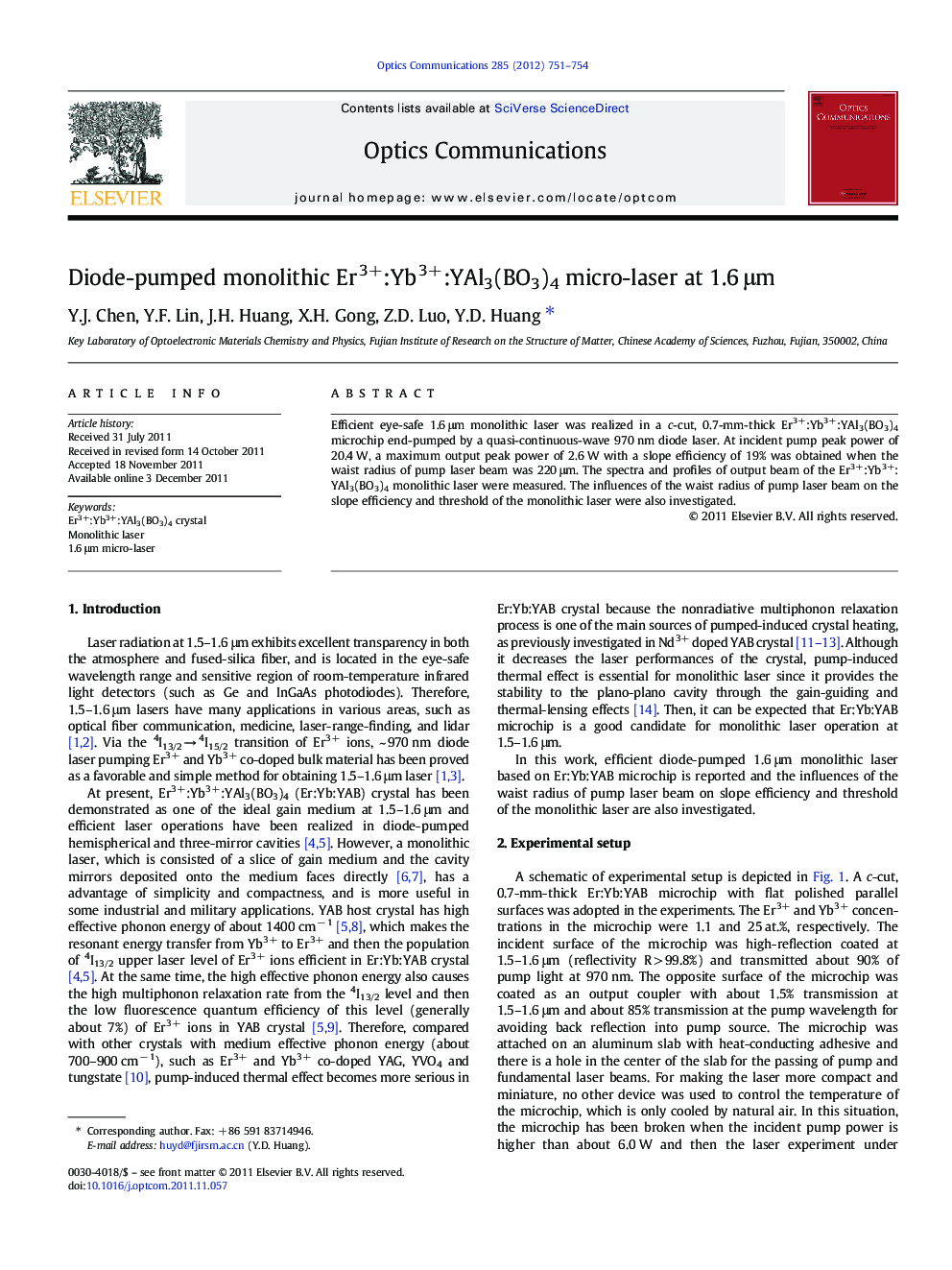 Diode-pumped monolithic Er3+:Yb3+:YAl3(BO3)4 micro-laser at 1.6 μm