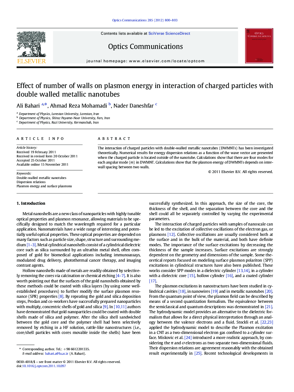 Effect of number of walls on plasmon energy in interaction of charged particles with double walled metallic nanotubes