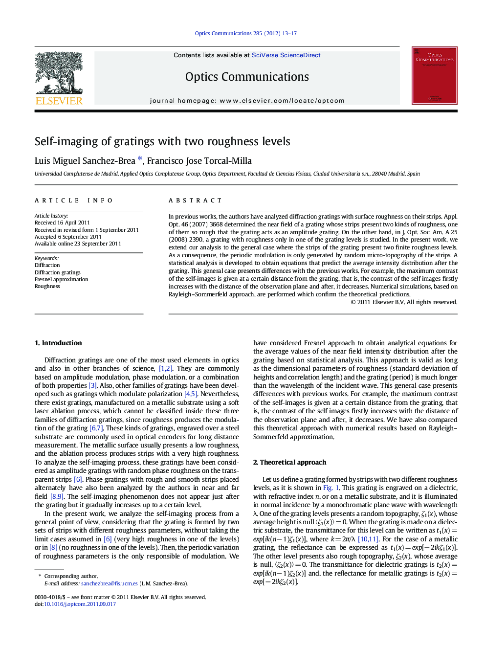 Self-imaging of gratings with two roughness levels