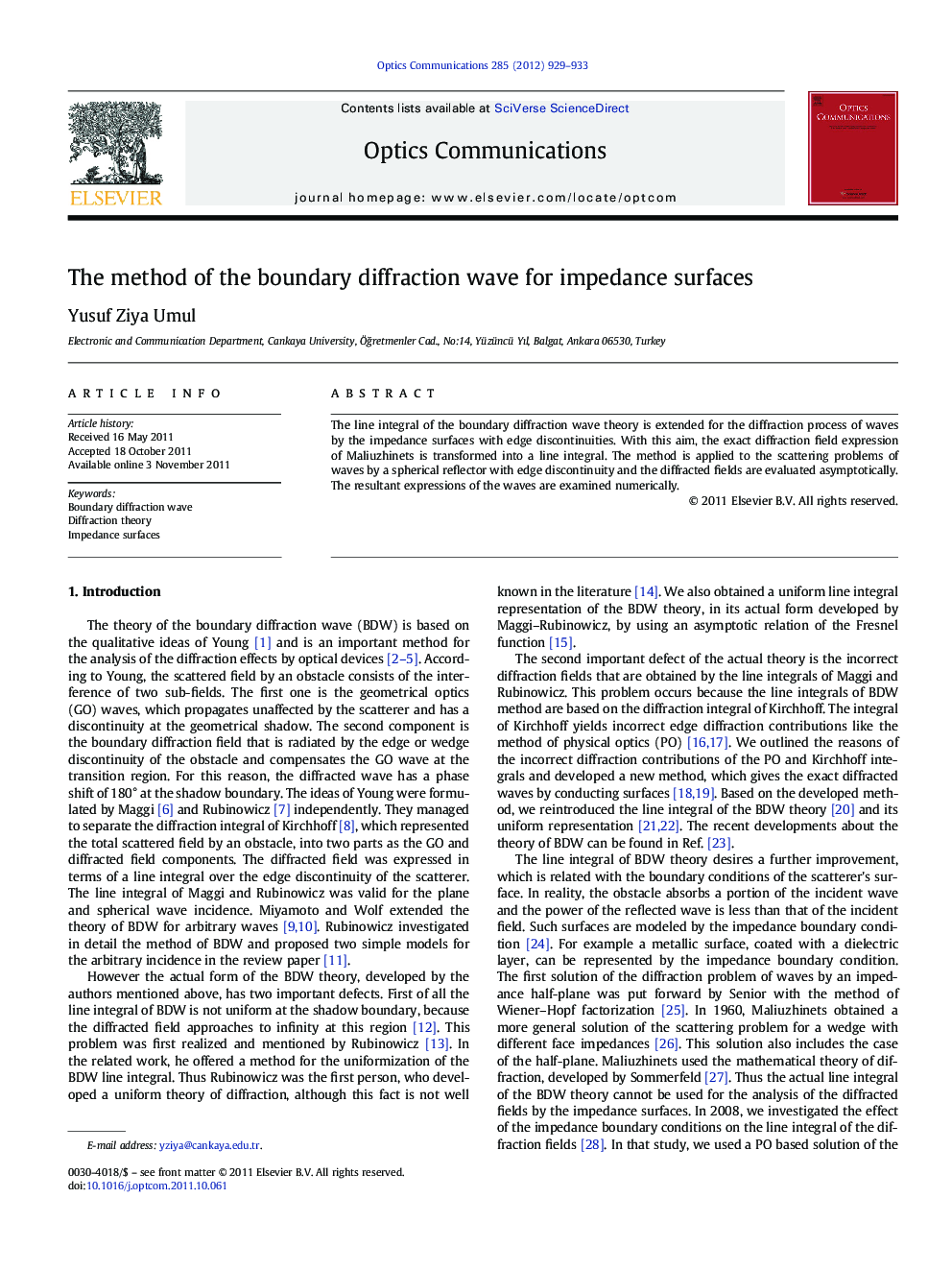 The method of the boundary diffraction wave for impedance surfaces