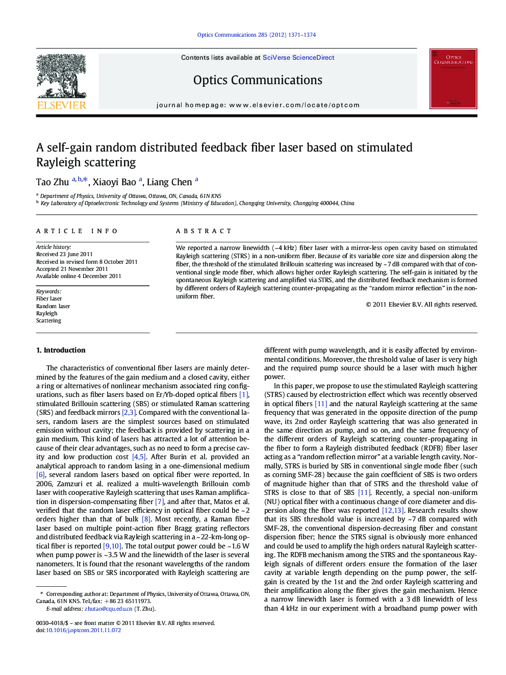 A self-gain random distributed feedback fiber laser based on stimulated Rayleigh scattering