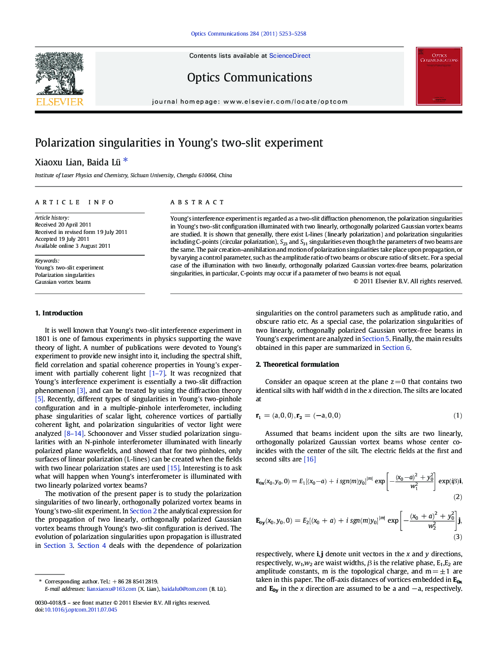 Polarization singularities in Young's two-slit experiment