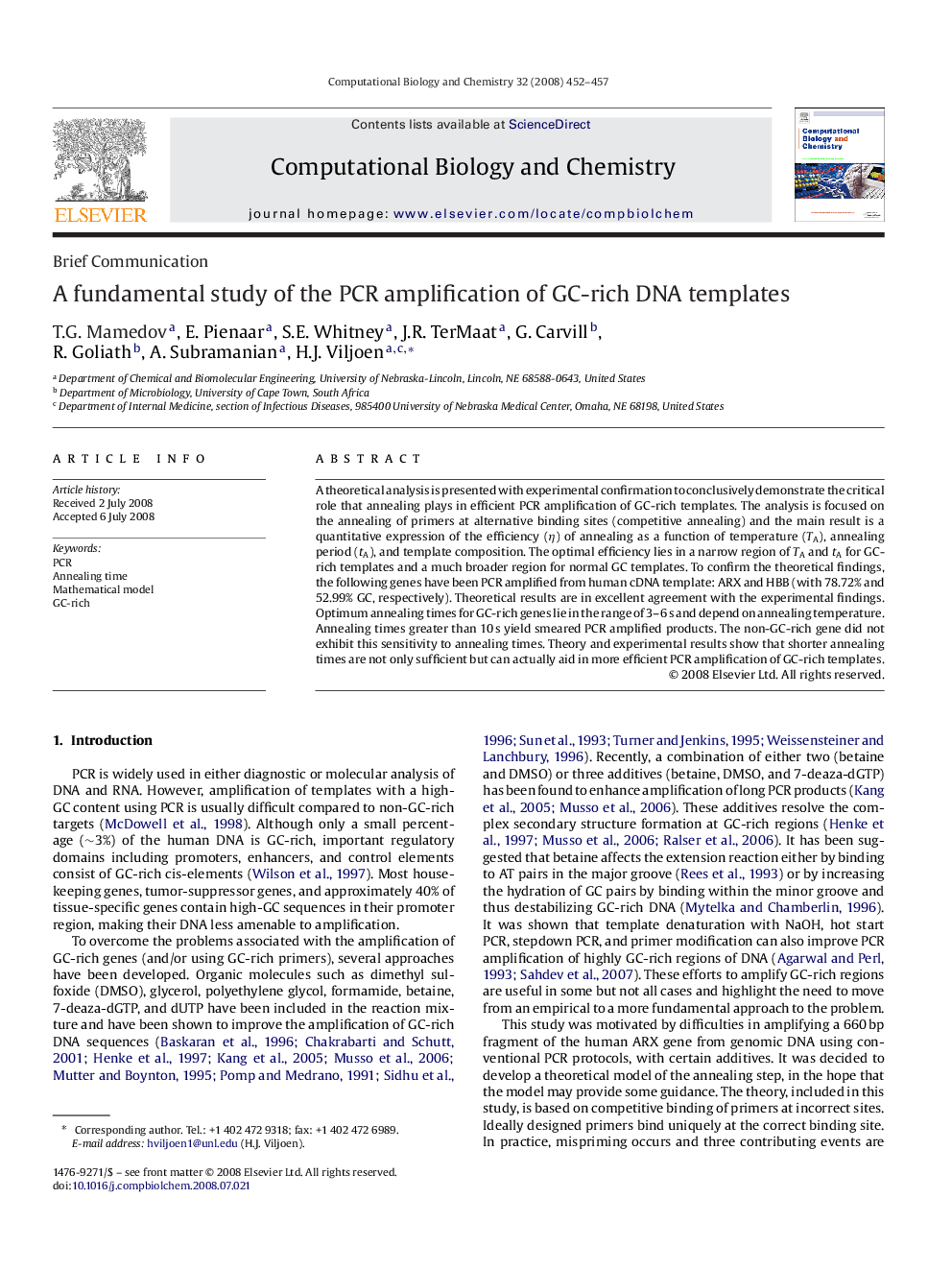 A fundamental study of the PCR amplification of GC-rich DNA templates