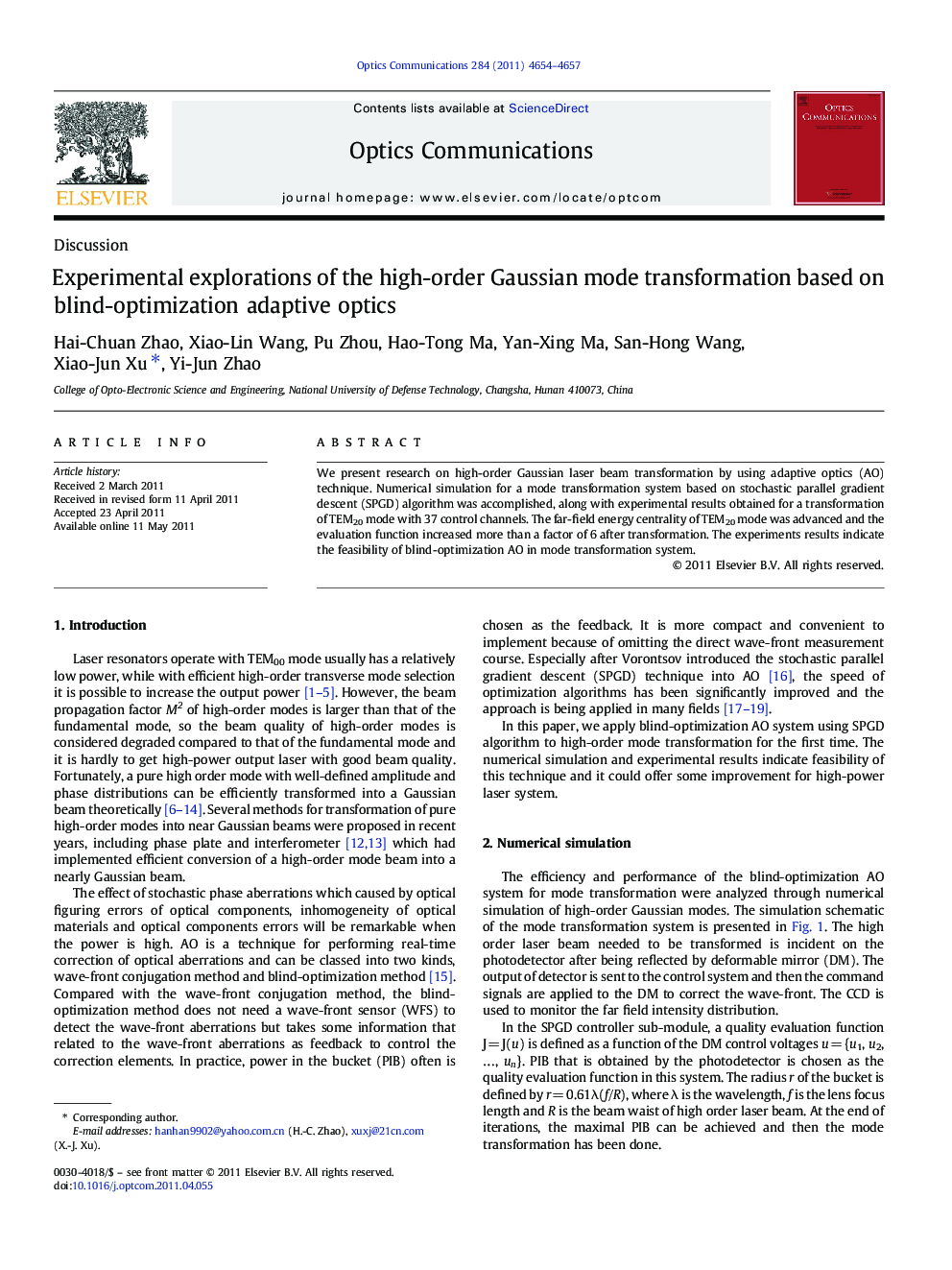 Experimental explorations of the high-order Gaussian mode transformation based on blind-optimization adaptive optics