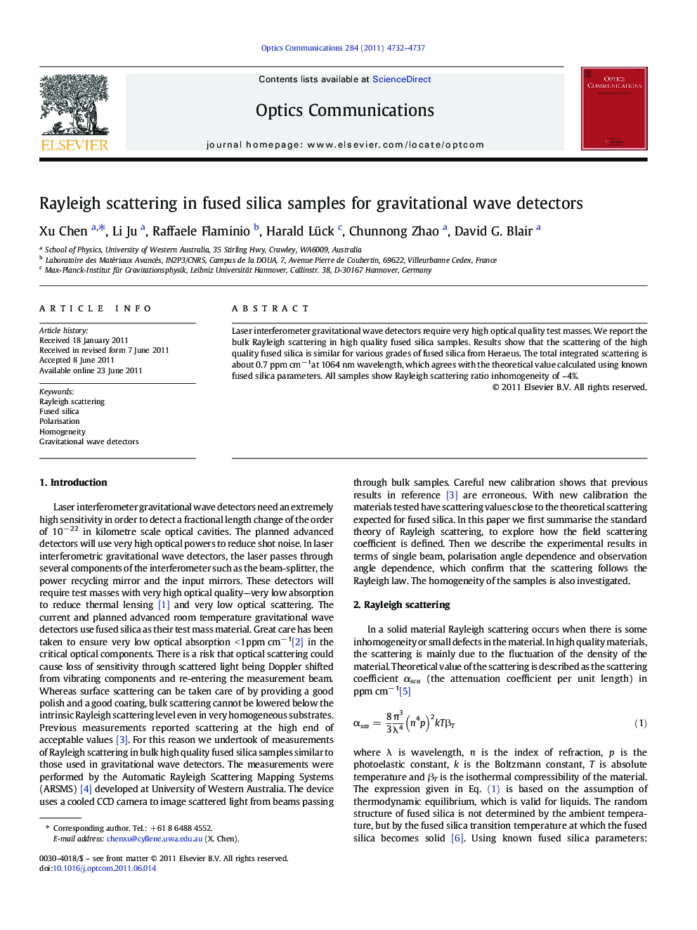 Rayleigh scattering in fused silica samples for gravitational wave detectors