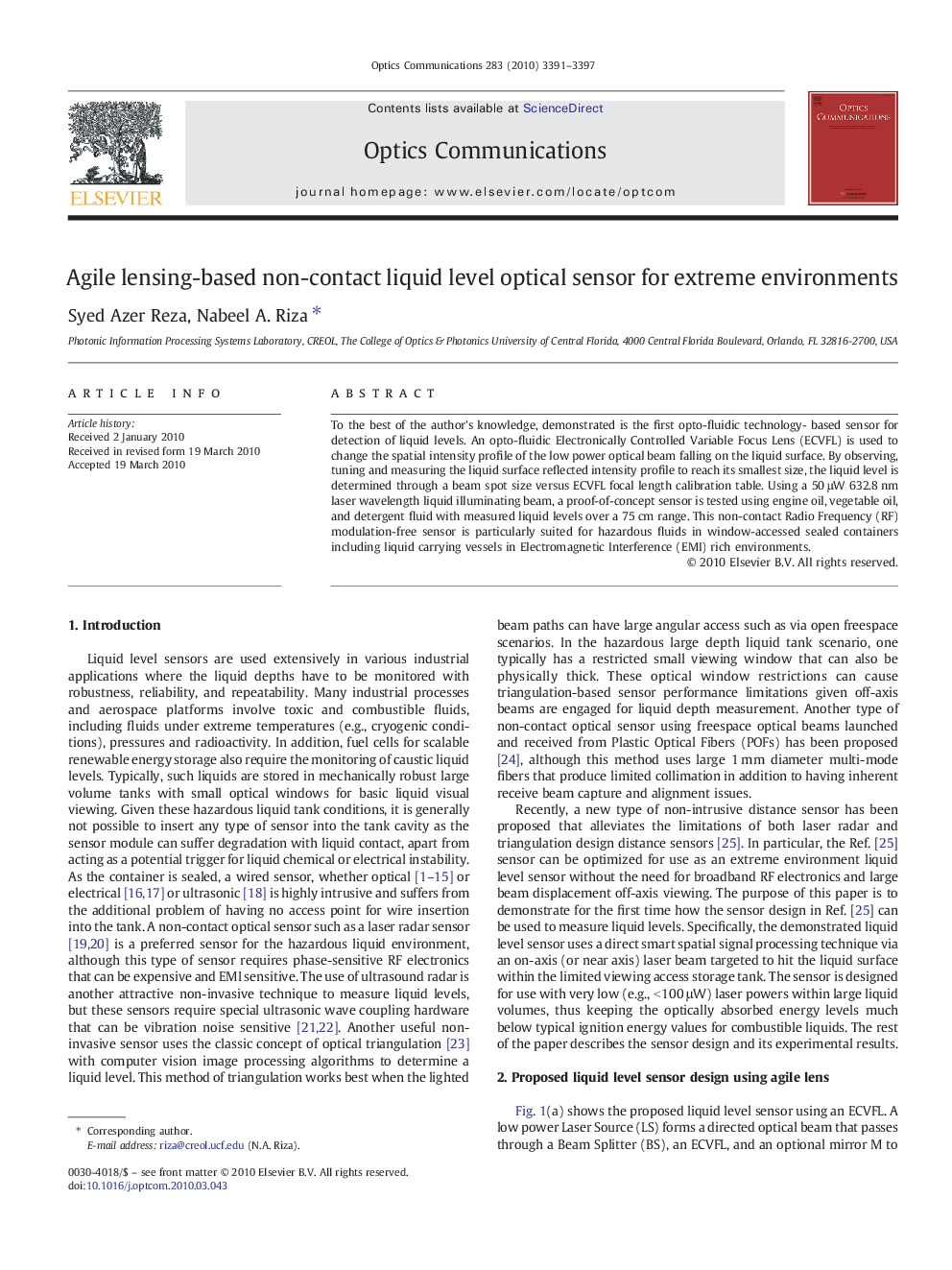 Agile lensing-based non-contact liquid level optical sensor for extreme environments