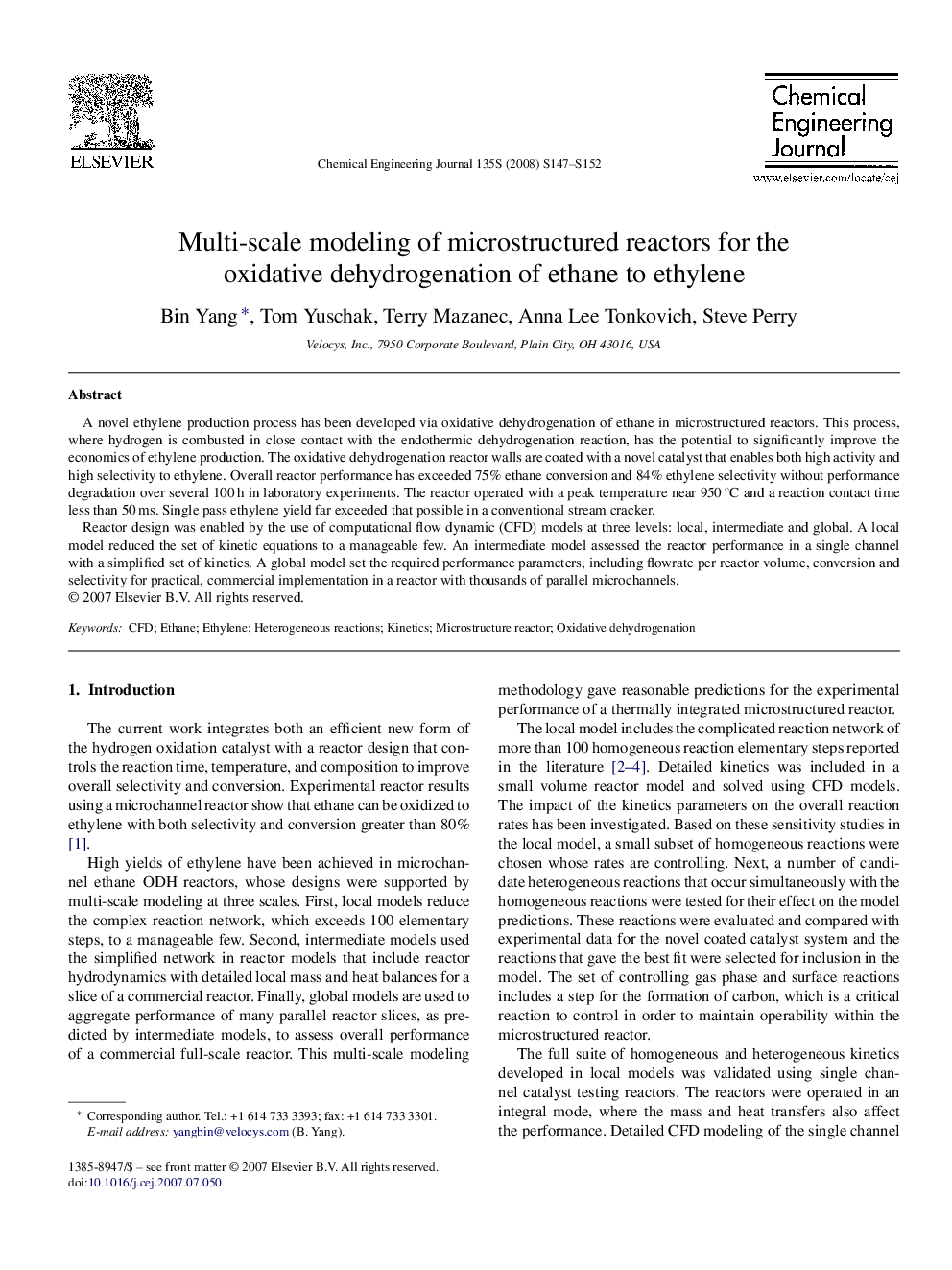 Multi-scale modeling of microstructured reactors for the oxidative dehydrogenation of ethane to ethylene