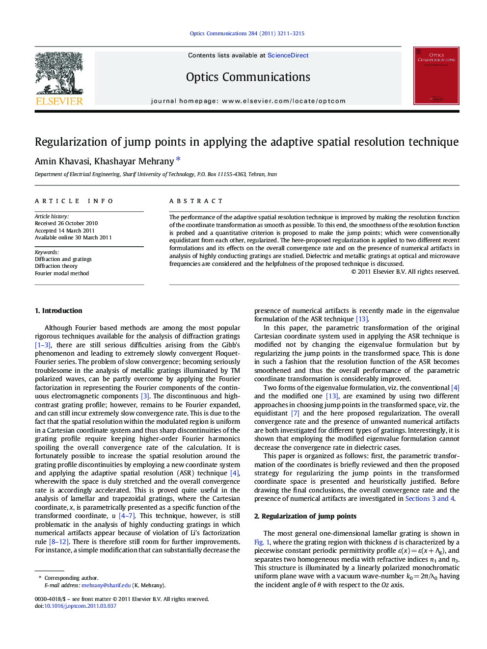 Regularization of jump points in applying the adaptive spatial resolution technique