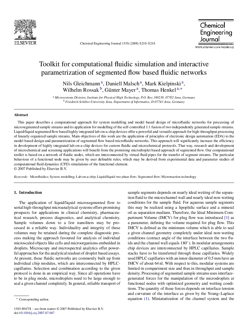 Toolkit for computational fluidic simulation and interactive parametrization of segmented flow based fluidic networks