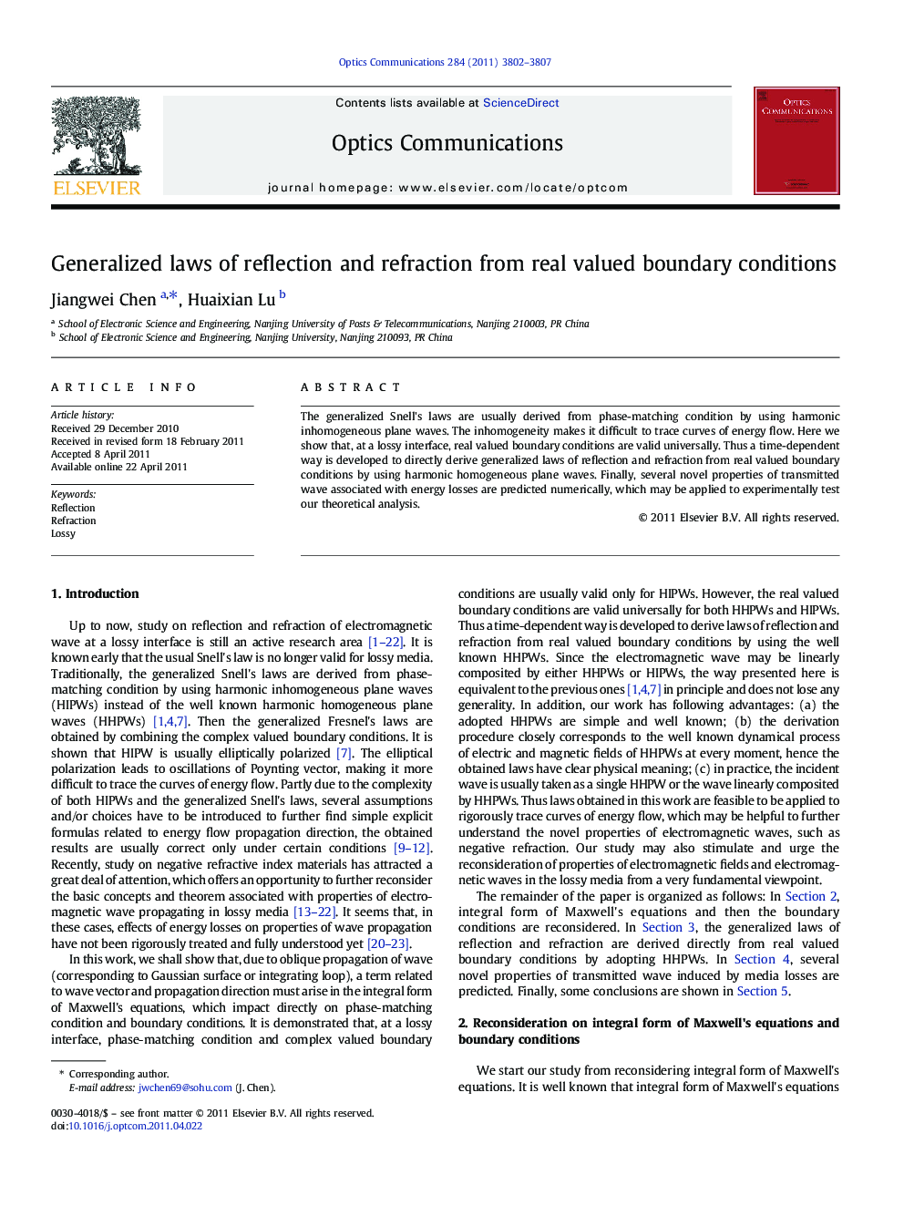 Generalized laws of reflection and refraction from real valued boundary conditions