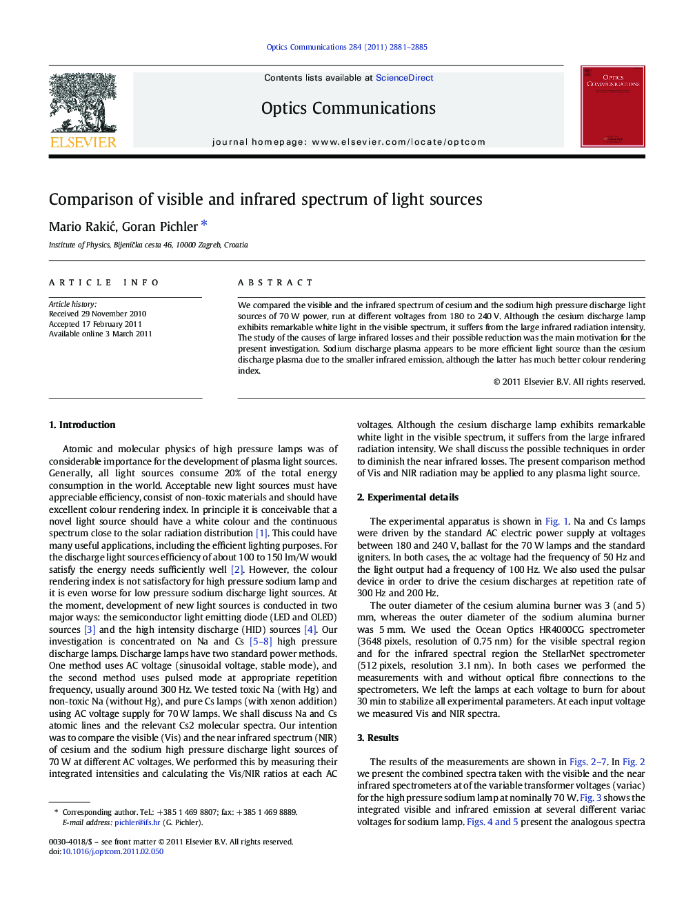 Comparison of visible and infrared spectrum of light sources