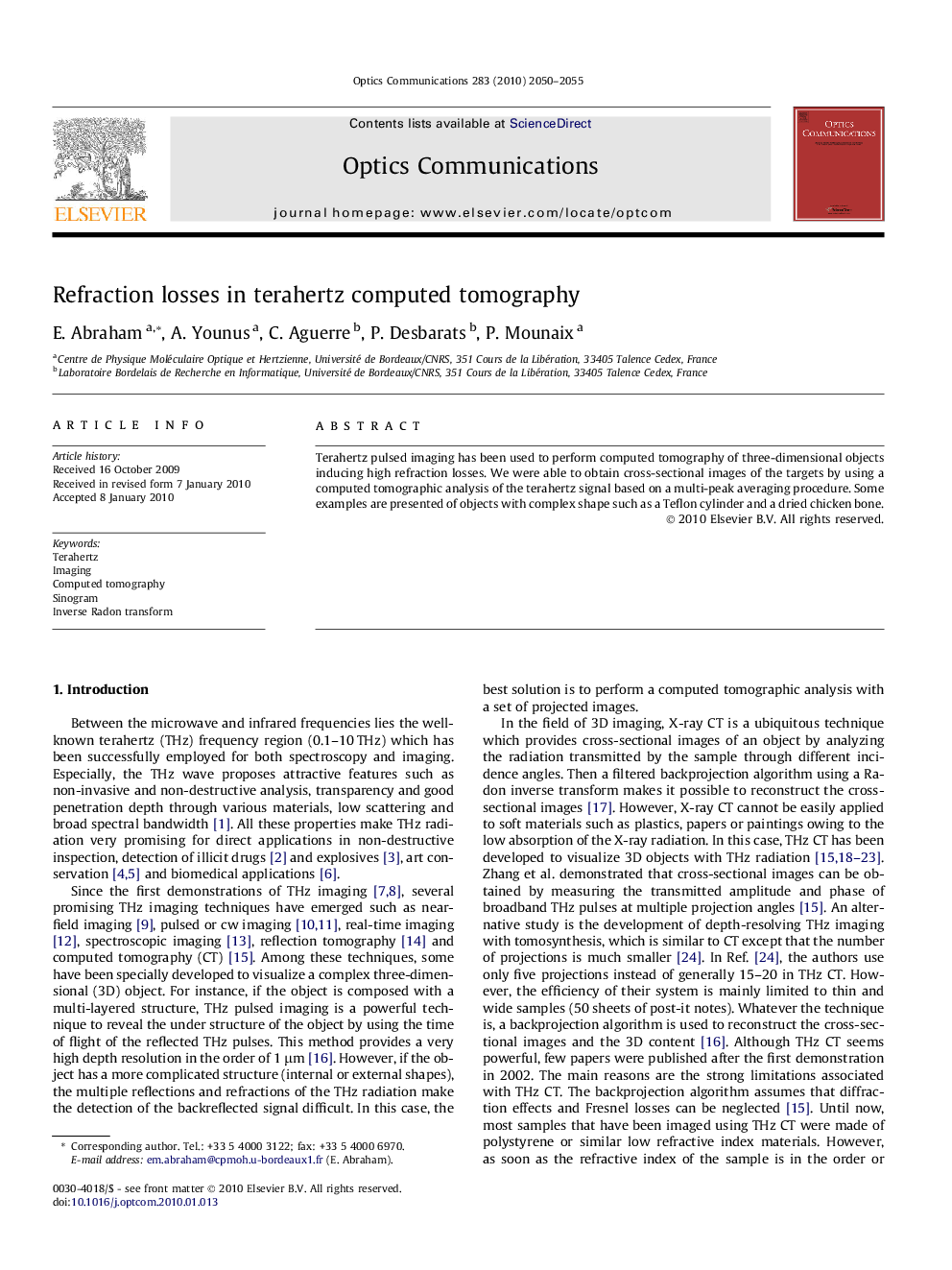 Refraction losses in terahertz computed tomography