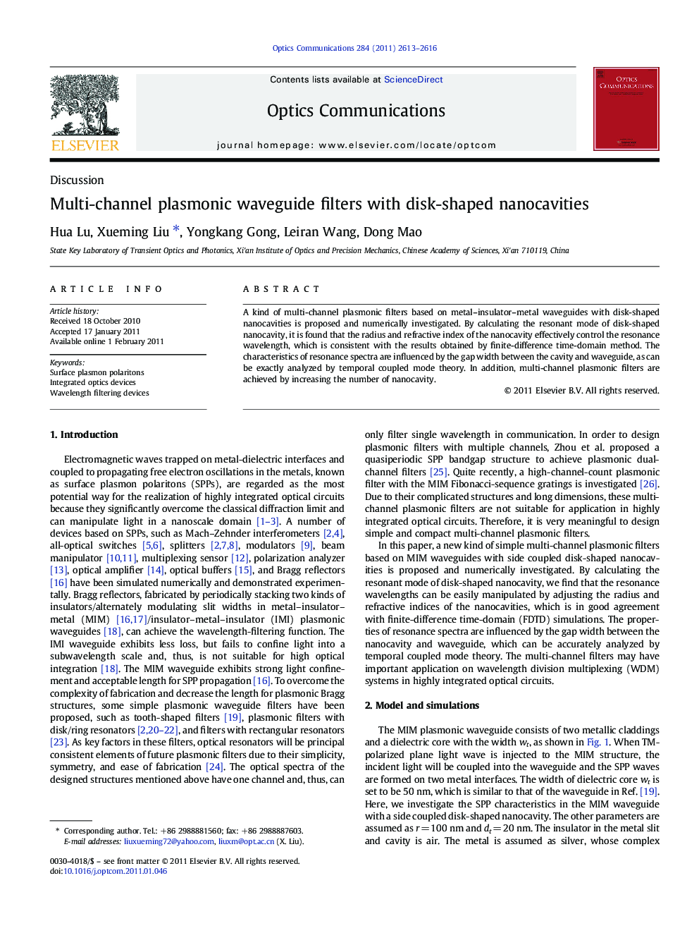 Multi-channel plasmonic waveguide filters with disk-shaped nanocavities