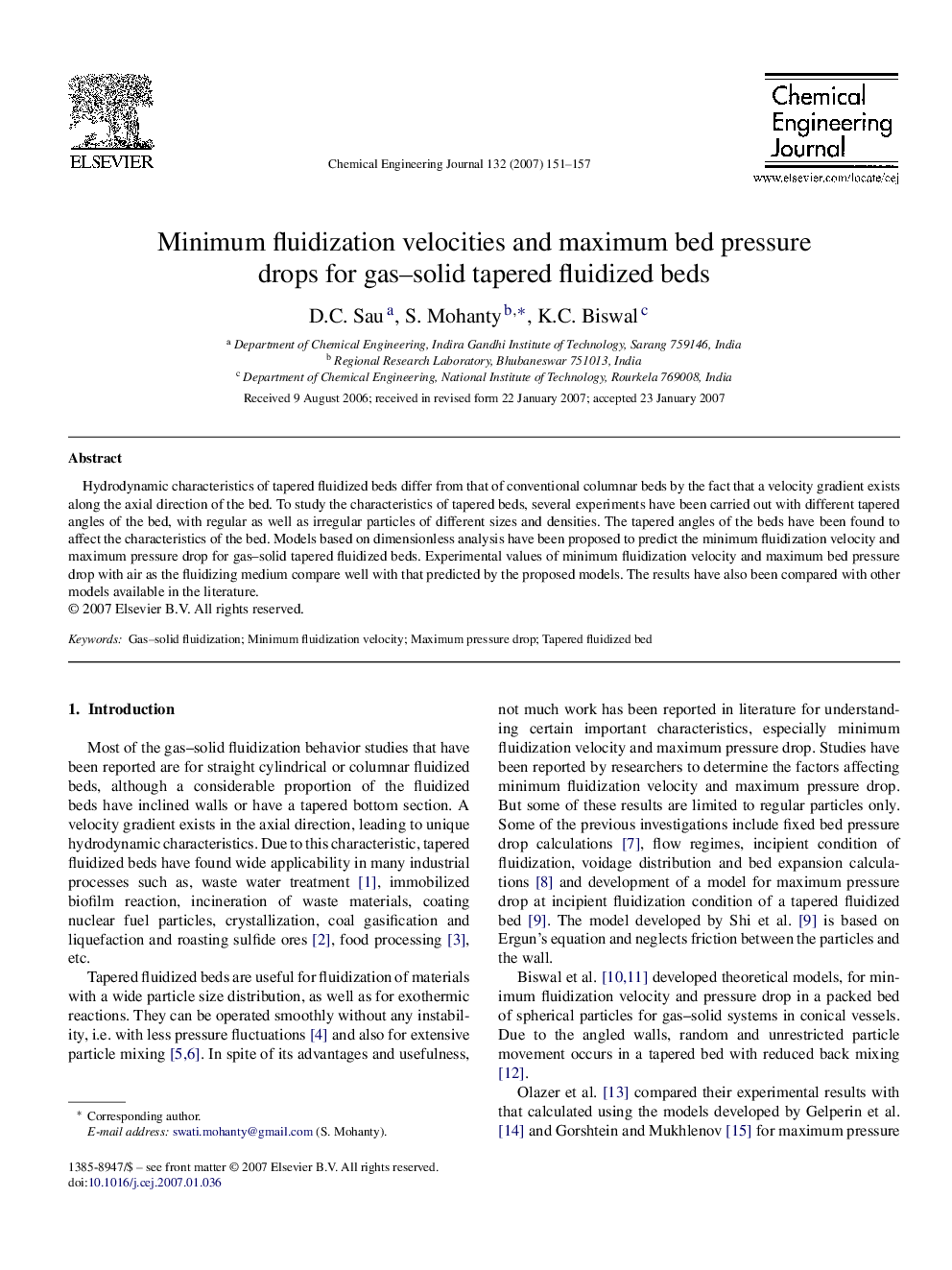 Minimum fluidization velocities and maximum bed pressure drops for gas–solid tapered fluidized beds