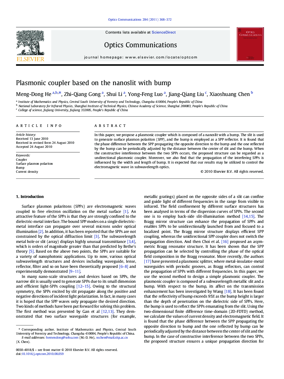 Plasmonic coupler based on the nanoslit with bump