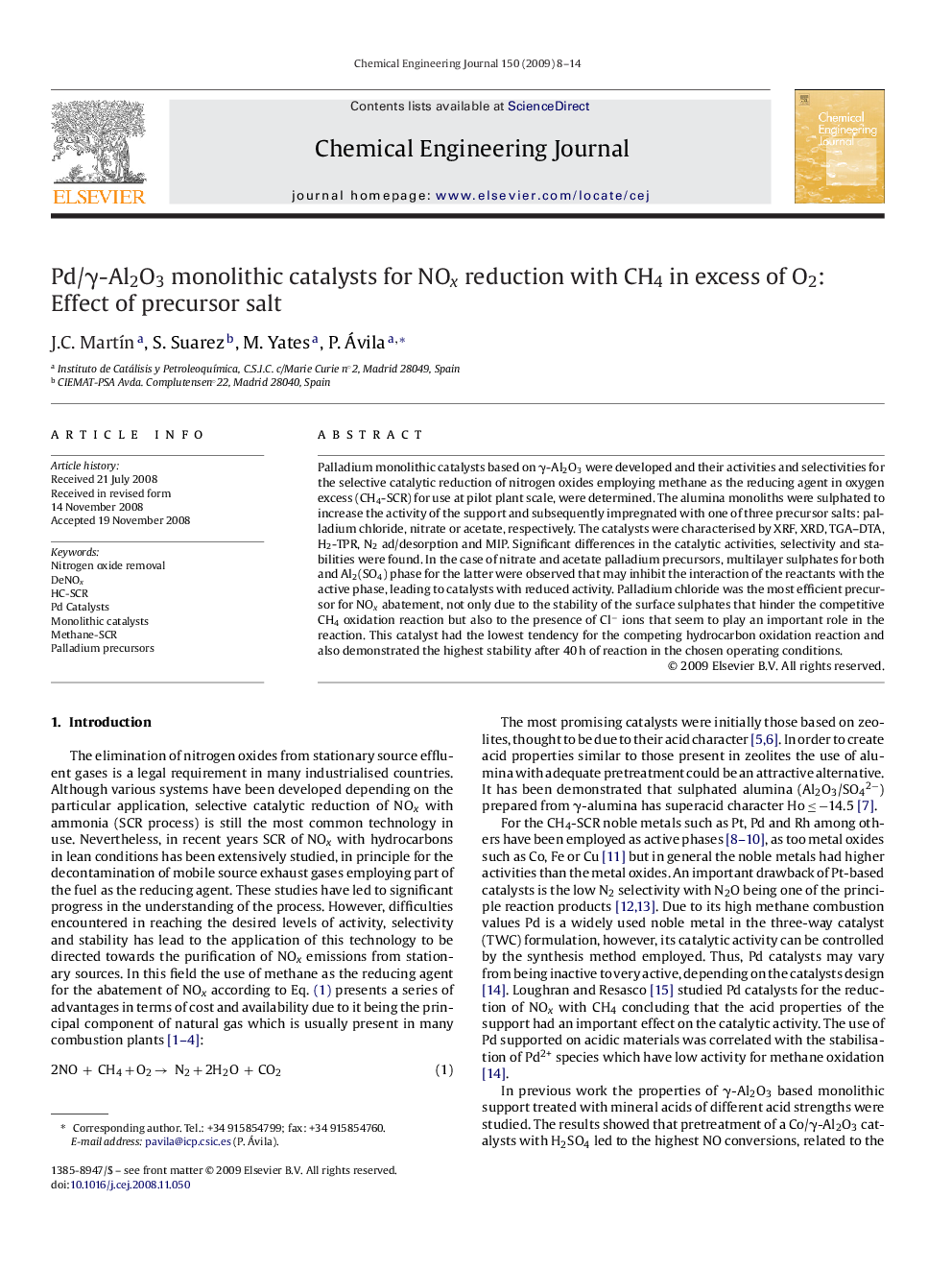 Pd/γ-Al2O3 monolithic catalysts for NOx reduction with CH4 in excess of O2: Effect of precursor salt