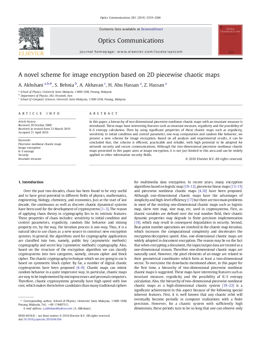 A novel scheme for image encryption based on 2D piecewise chaotic maps