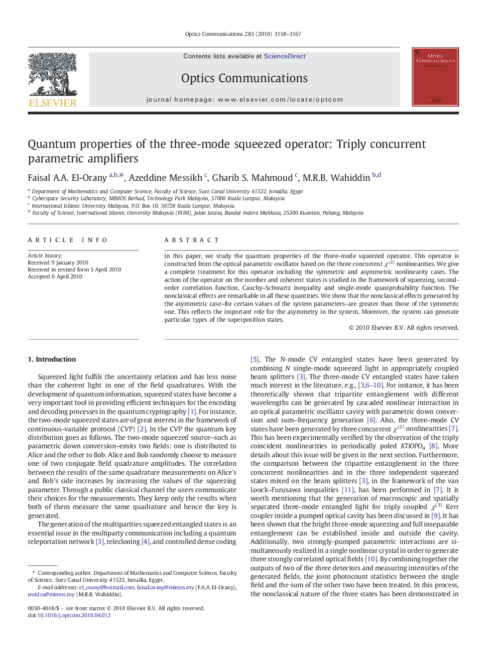 Quantum properties of the three-mode squeezed operator: Triply concurrent parametric amplifiers