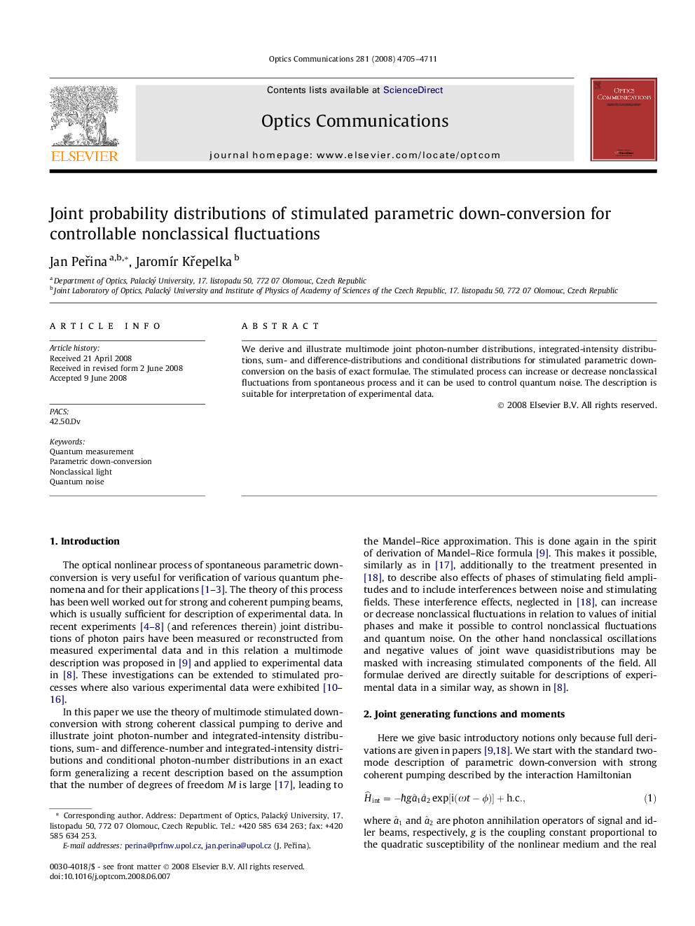 Joint probability distributions of stimulated parametric down-conversion for controllable nonclassical fluctuations