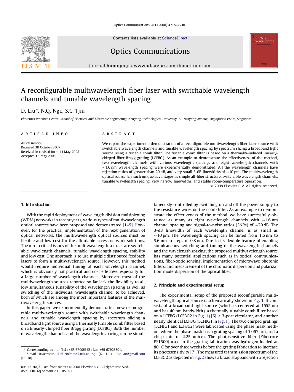 عکس صفحه اول مقاله: A reconfigurable multiwavelength fiber laser with switchable wavelength channels and tunable wavelength spacing A reconfigurable multiwavelength fiber laser with switchable wavelength channels and tunable wavelength spacing