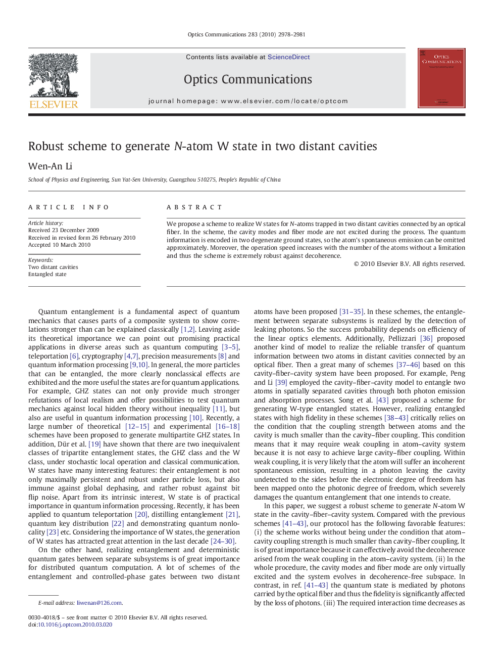 Robust scheme to generate N-atom W state in two distant cavities