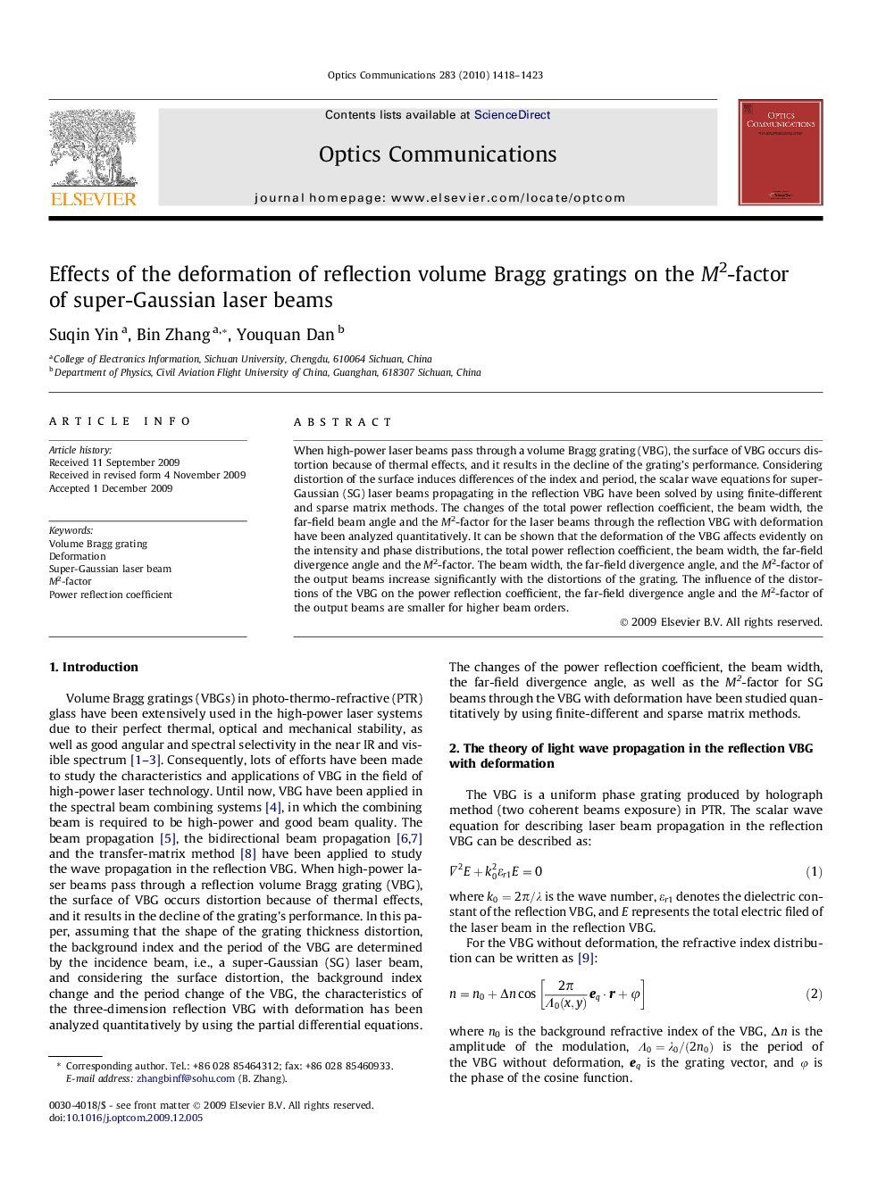 Effects of the deformation of reflection volume Bragg gratings on the M2-factor of super-Gaussian laser beams