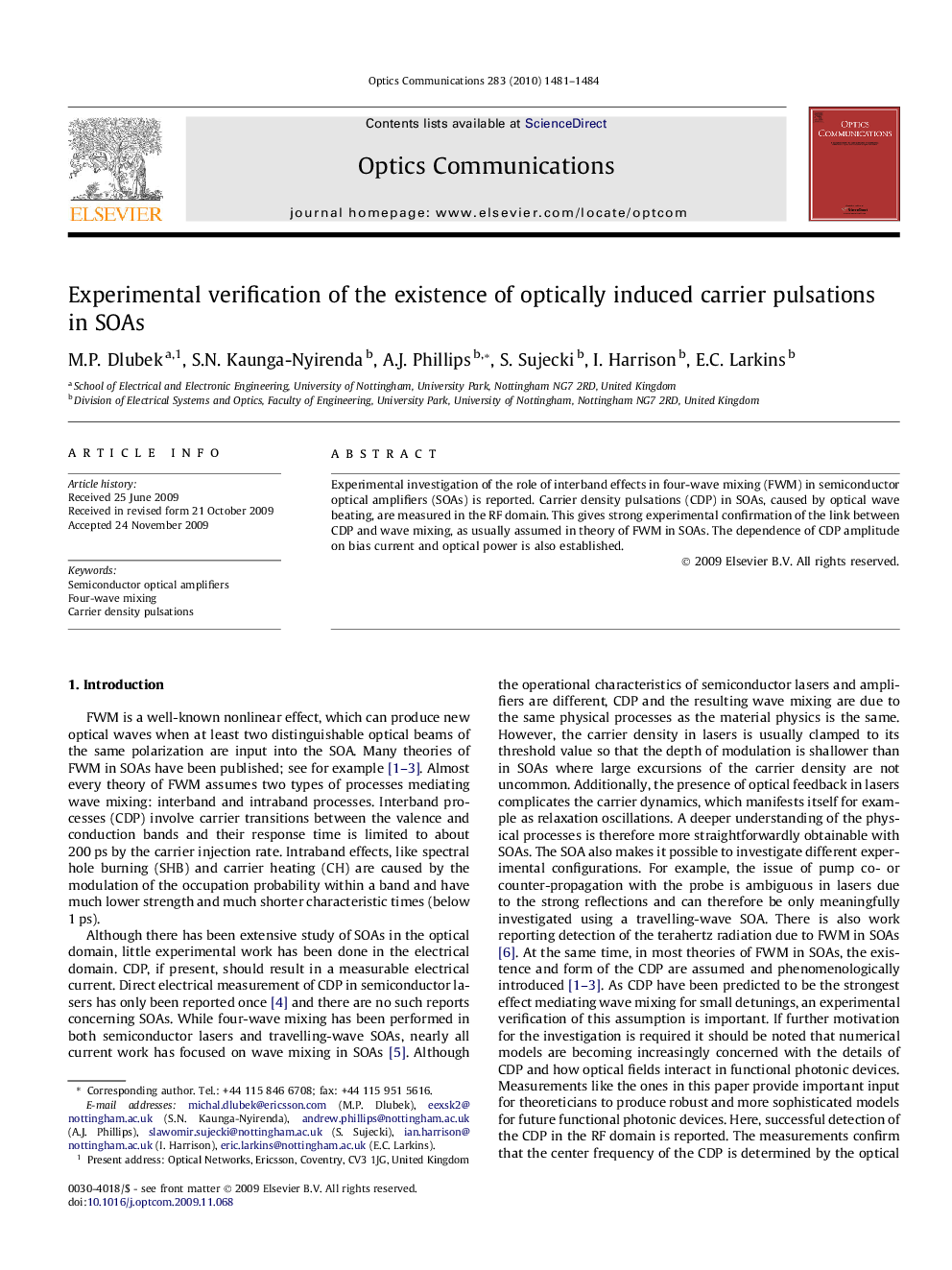 Experimental verification of the existence of optically induced carrier pulsations in SOAs