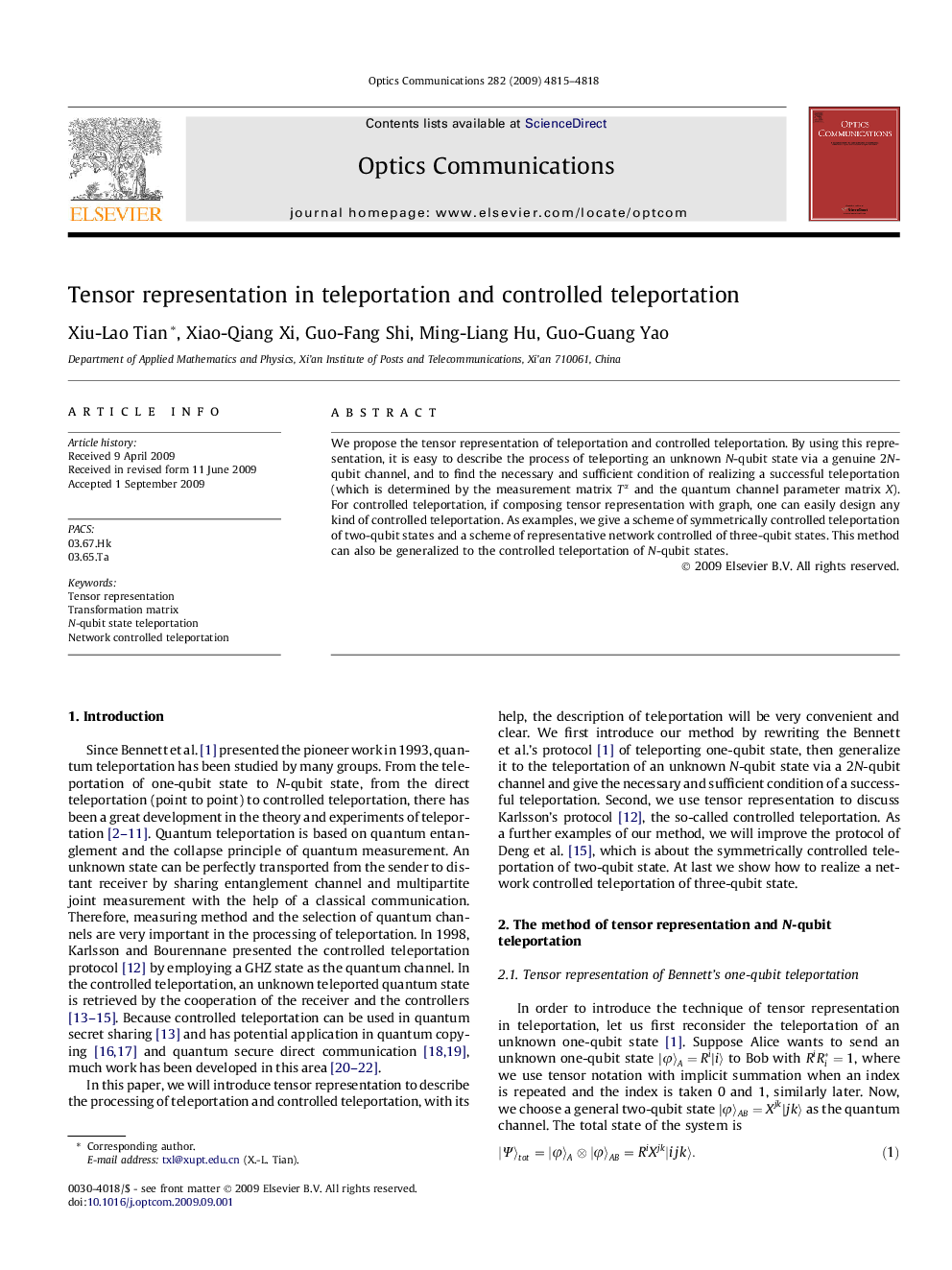 Tensor representation in teleportation and controlled teleportation