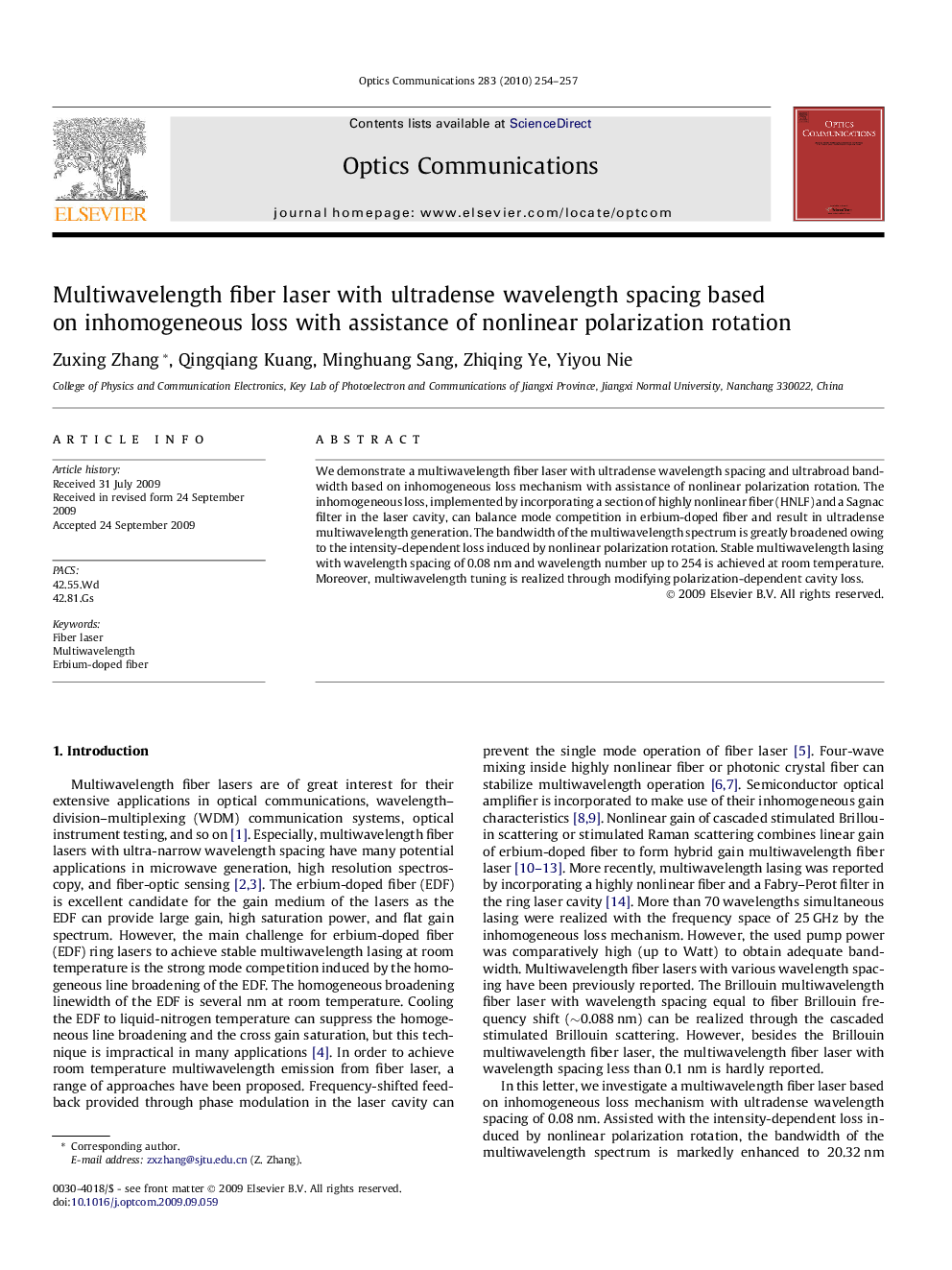 Multiwavelength fiber laser with ultradense wavelength spacing based on inhomogeneous loss with assistance of nonlinear polarization rotation