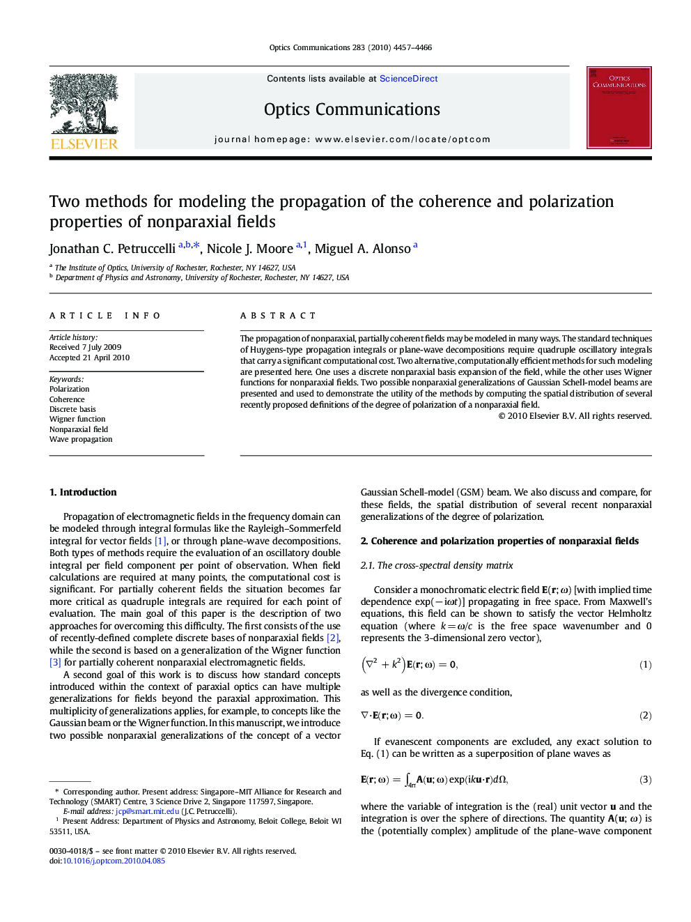 Two methods for modeling the propagation of the coherence and polarization properties of nonparaxial fields