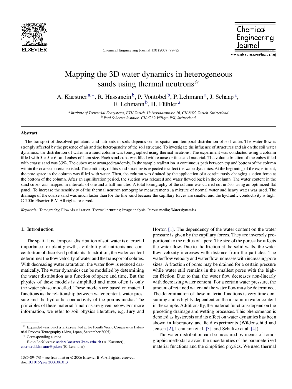 Mapping the 3D water dynamics in heterogeneous sands using thermal neutrons 