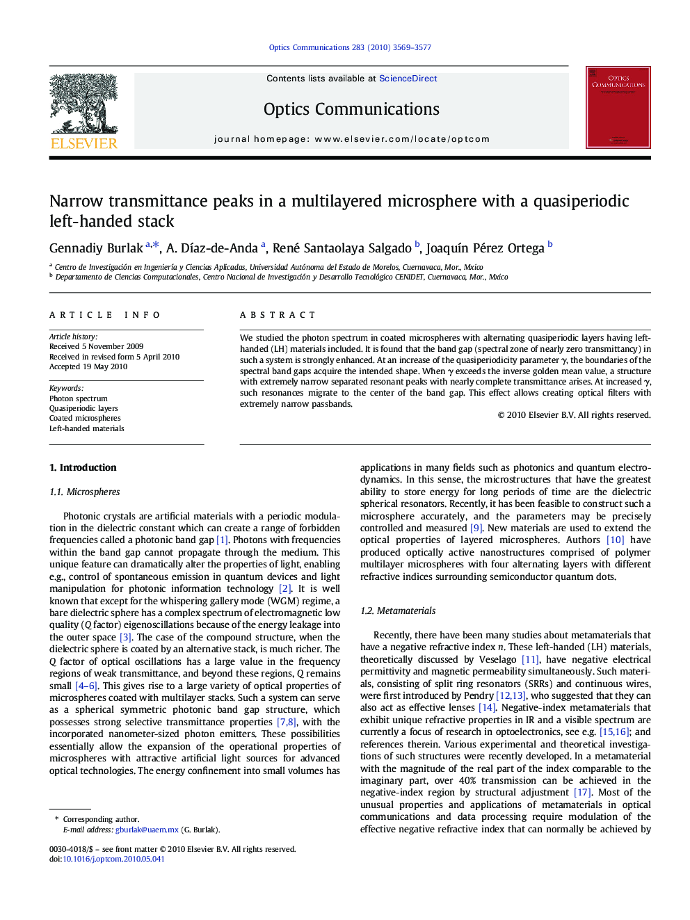 Narrow transmittance peaks in a multilayered microsphere with a quasiperiodic left-handed stack